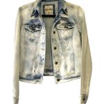 Mudd  Jacket Junior Distressed Long Sleeve Button Down Acid Wash Denim Jean Med # Photo 0