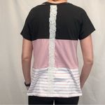SheIn  Curve Women's Casual T Tee Shirt Colorblock Black White Baby Pink 1XL Lace Photo 1