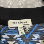 Monteau Blue & Black Aztec Print Lightweight Cardigan - Size Medium - Kimono Top Photo 3