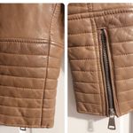 7 For All Mankind Tan Leather Moto Jacket Photo 7