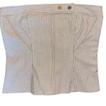 ZARA New Pinstriped Button Strapless Corset Blouse Top Womens Small Photo 2
