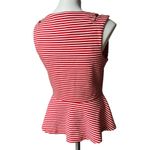 Anthropologie Postmark Antonia Red Striped Peplum Pullover Top Photo 8
