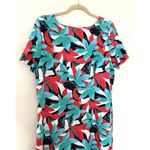 Talbots  Floral Hawaiian Sheath Dress Short Sleeve Crewneck Multicolor Stretch XL Photo 2