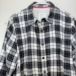LL Bean Plaid Sherpa Fleece Lined Flannel Shirt Jacket Shacket Size LARGE Photo 2