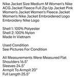 Jacket Size Medium M Women's Nike ACG Jacket Fleece Full Zip Up Jacket Pink Vintage Photo 1