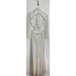La Femme  Sequin Long Sleeve Cutout Gown in White Size US 6 Photo 6