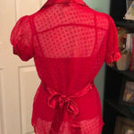 XOXO NWOT Sheer Swiss Dot Tie Bow Red Blouse with Red Camisole Photo 1