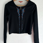 Chumbak “Midnight Readers” Embroidered Accent Jacket Black Medium Photo 0