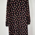 Elle  Black Floral Print Lined Button Down Shirt Dress Size M Photo 4