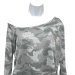 Boston Proper  Womens‎ So Soft Camo Off Shoulder Top S Gray Green Edgy Y2K Grunge Photo 2