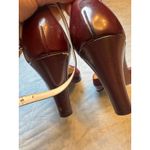 AK Anne Klein Burgundy Leather Ankle Strap Heel Pumps Shoes Women's Size 9M Red Photo 4