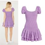 Likely  NEW Tayaisha Smocked Cotton Eyelet Violet Mini Dress Sz 8 Photo 4