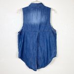BDG Chambray Denim Distressed Hem Sleeveless Button Up Shirt Photo 1