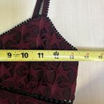 Club Monaco  Women's Dress Sz 00 Burgundy Black Trim Lace Tiered Midi Photo 5