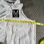 Mlle Gabrielle  L White Sleeveless High Low Button Shirt Dress NWT Lightweight‎ Photo 8