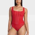 Auden  Red Women's Rhinestone Lingerie Bodysuit Size Photo 6