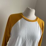 J.Crew Sweatshirt Womens Sz Medium Yellow White Raglan Sleeve Classic Crewneck Photo 1