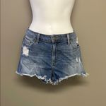 Paige Blue Jean Shorts Distressed Frayed Hem Photo 1