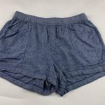 Old Navy  Blue Chambray Linen Blend High Rise Pull On Shorts 2X Photo 0