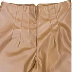 Ophelia Roe Tan Faux Leather Pleated High Rise Pants ~ Women's Size MEDIUM Photo 3