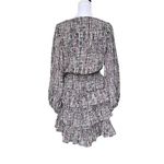 EXPRESS - NWT Abstract Print V- Neck Long Sleeve Tiered Skirt Mini Dress Sz S Photo 4