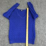 Ralph Lauren Vintage Y2K  Sport Blue Cable Knit V-Neck Sweater XL Classic Cotton Photo 7