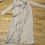 Naked Wardrobe Tan Cream Long Sleeve Cowl Neck Dress Photo 0