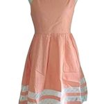 Esley Peach Cotton White Lace Detail ModCloth A Line Fit & Flare Sundress Medium Photo 0
