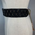 Vintage Beaded Belt Women Velvet Deadstock‎ Tassels Black Ties Dramatic Elegant Photo 2