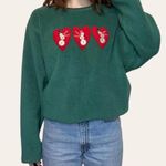 American Vintage Vintage Fleece Pullover Christmas Snowman Button Embroidered Sweatshirt Crewneck Photo 0