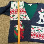 Cabin creek Ugly Christmas Cardigan Bear Snowboarding Fair Isle Holiday Novelty Sweater L Photo 7
