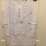 Covington White & Metallic Silver Polka Dot Ruffle Front Career Office Wear Tank Size XL Photo 2