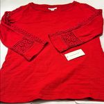 Charter Club  Women's Red Crochet Sleeve Top Photo 12