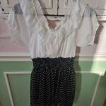 Black and white polka dot dress with ruffled collar Multiple Photo 1