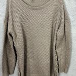 Venus Sweater Womens 1X Beige Crochet Knit Lace Up Accent Boho Chic Costal Cozy Photo 0