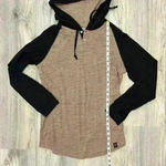 Free Planet  Beige Black Pullover Lightweight Hoodie Long Sleeve Henley Size S Photo 1