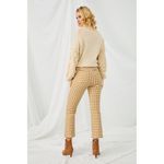 Hayden Womens High Waisted Gingham Pants Crop Flare Retro Beige Yellow S Photo 1
