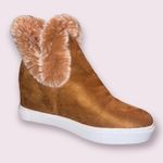 Jessica Carlyle Suede Fur Trim Sneaker Booties Photo 1
