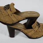 Truflex Kona Leather Tan High Heel Clogs Mules Boho Platform Shoes Size 7B Photo 2