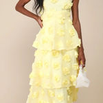 Lulus Exceptional Entrance Yellow Sleeveless Tiered Rosette Midi Dress Size XL Photo 0