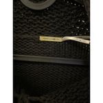 Max Studio  Knit Cardigan Sweater Collared Tie Front Black Textured Small Photo 1