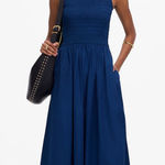 Madewell  The Melody Scoopback Smocked Midi Dress Blue Moon A Line XL NWT Photo 0