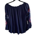 Loft  Navy Santa Fe Off Shoulder Blouse Photo 0