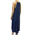 Mlle Gabrielle  Blue Chambray Blue Jean Look Keyhole Sleeveless Midi Dress Medium Photo 5