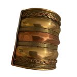 Stylish bronze and copper cuff bracelet, EUC Gold Photo 1
