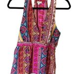 Lily White Size Medium M boho Indie Sleeveless Top Purple Abstract Deep V Neck Photo 0