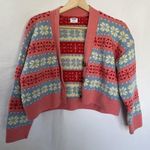 Cotton On Cotton-On pink blue white nordic style cardigan buttons snowflake warm small Photo 0