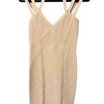Bebe  Bodycon bandage halter Strappy Midi dress Nude medium SEXY Photo 0