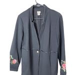 Chico's Jacket Womens Black Embroidered Floral Elegant Chic Size 12/14 Photo 1