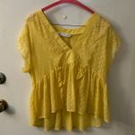 ZARA Yellow Polka Dot Ruffle Lace Short Sleeve Blouse S Dopamine Balletcore Twee Photo 0